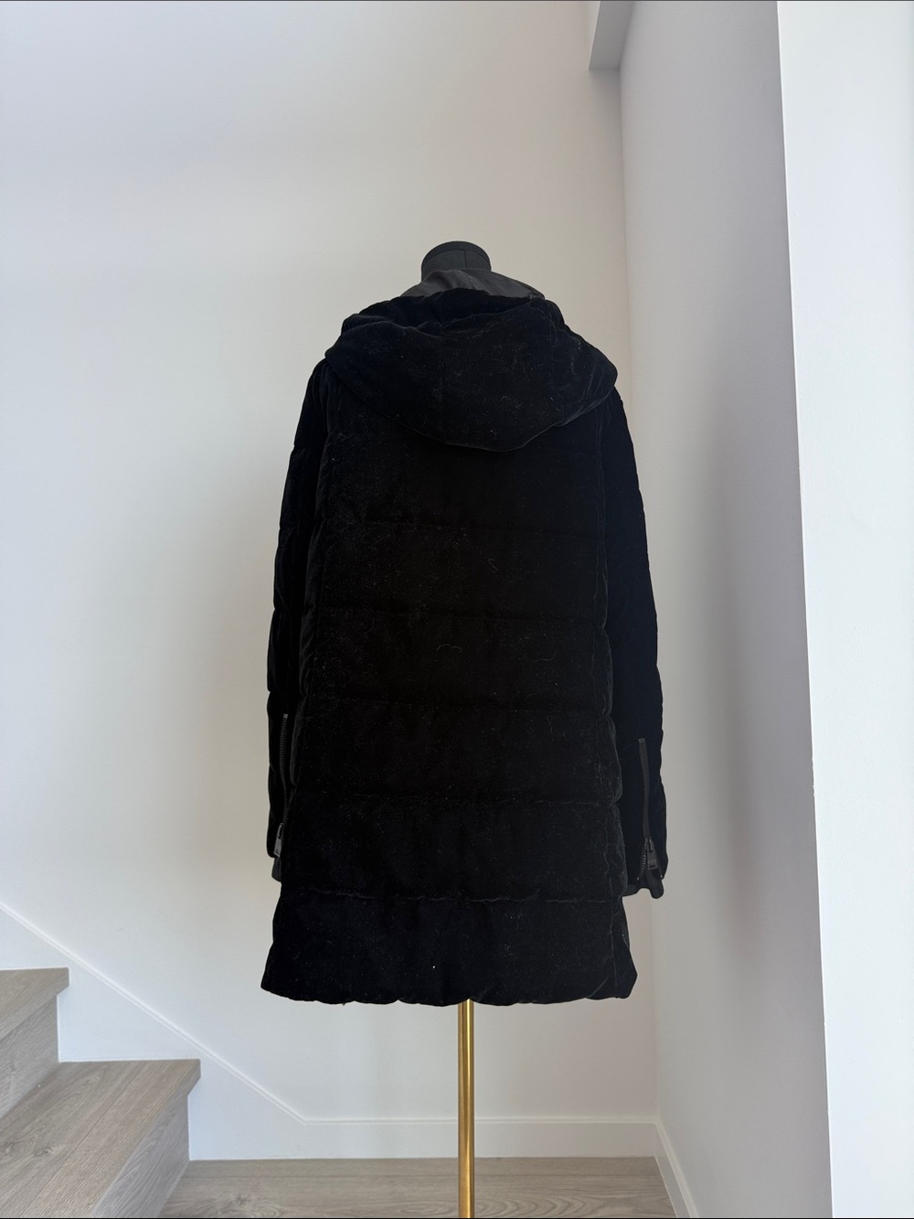Black Hooded Quilted Coat - Picture 2 of 7